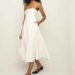 Simple but elegant strapless dress, by Reformation. Worn once, like new.